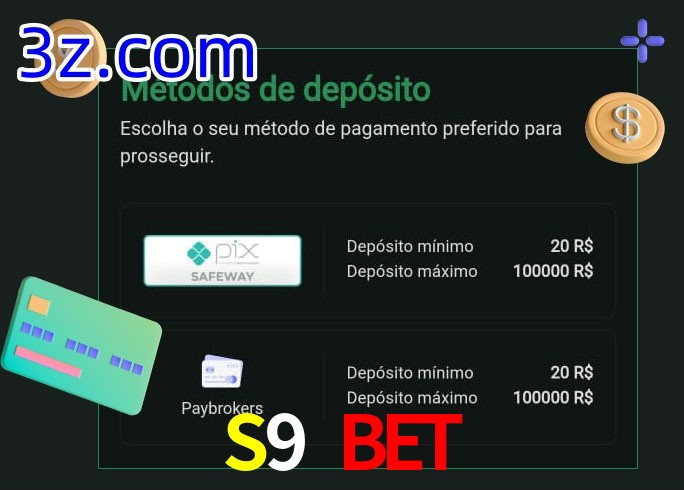 O cassino S9 Bet oferece uma grande variedade de métodos de pagamento